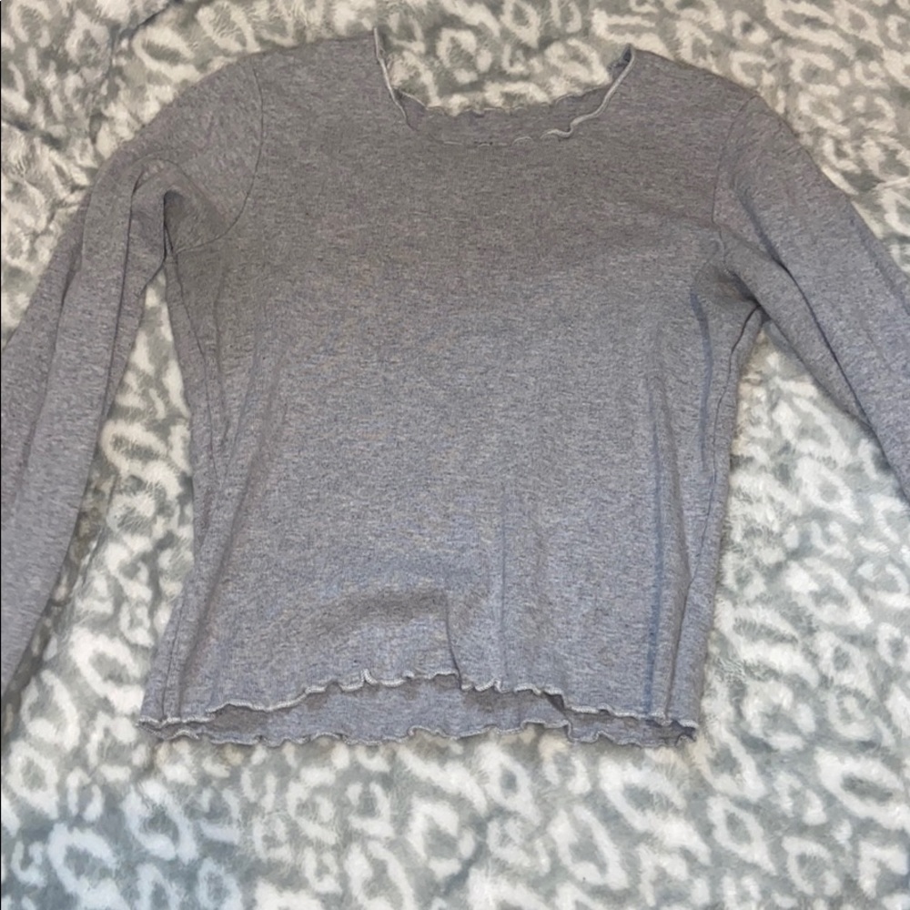 ruffled gray long sleeve